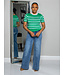 ONE WAY STRIPED KNITTED TOP - APPLE GREEN