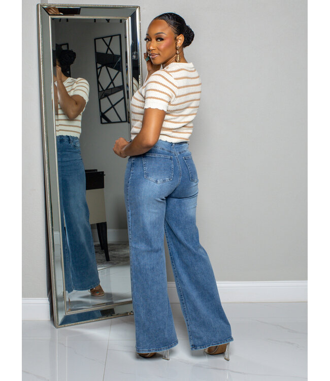 Tight Knit Buttoned Top - Taupe