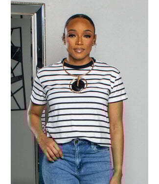 AROUND N AROUND STRIPED TOP - BLACK