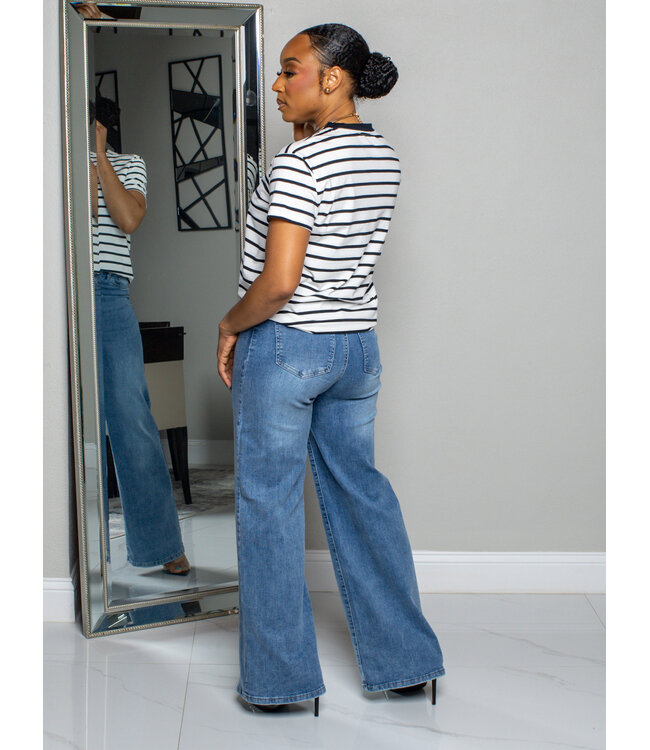 AROUND N AROUND STRIPED TOP - BLACK