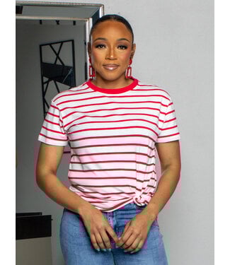 AROUND N AROUND STRIPED TOP - RED