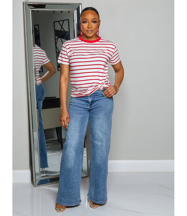 AROUND N AROUND STRIPED TOP - RED