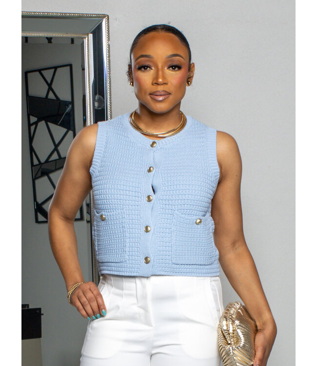 Changing Seasons Knitted Top - Baby Blue