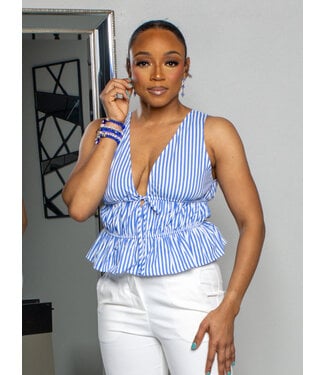 Picnic Date Striped Top - Blue