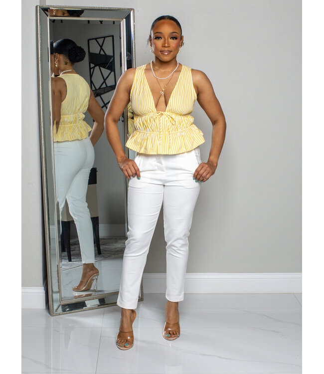 Picnic Date Striped Top - Yellow