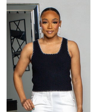 Along The Way Knitted Top  - Black