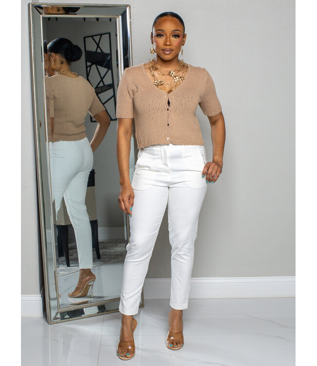 Keep It Casual Knitted Top - Light Taupe