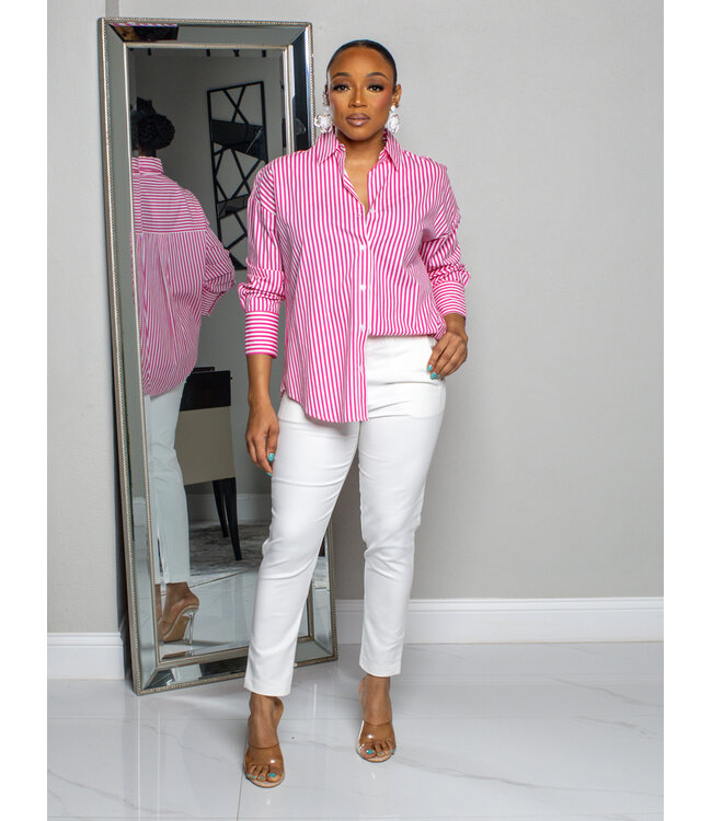 MAKE IT RIGHT STRIPED BUTTONED TOP