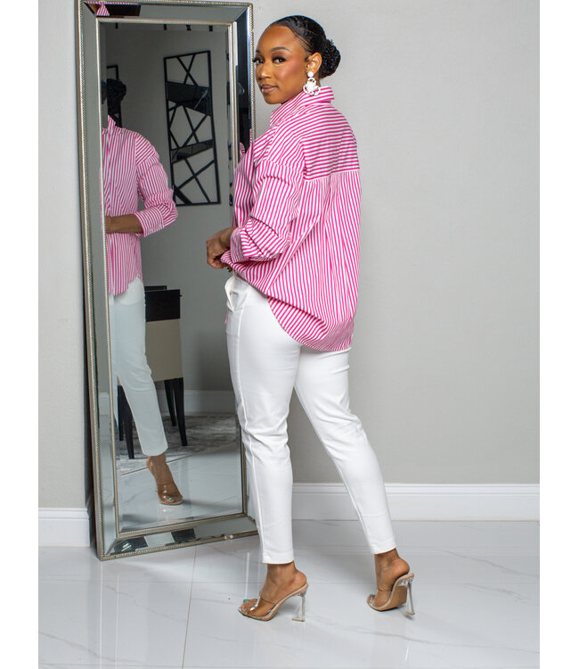 MAKE IT RIGHT STRIPED BUTTONED TOP