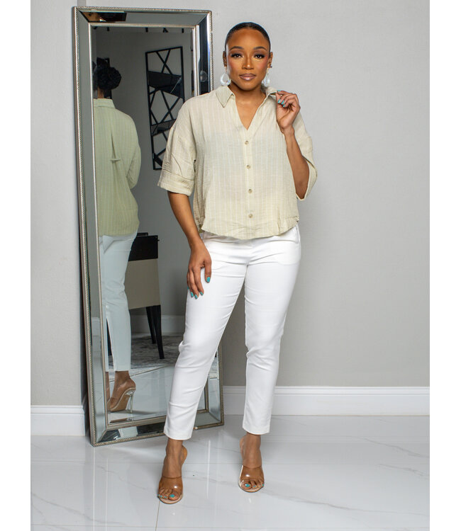 KEEP IT EASY STRIPED TOP - OLIVE