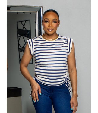 Make A Move Striped Top - Navy