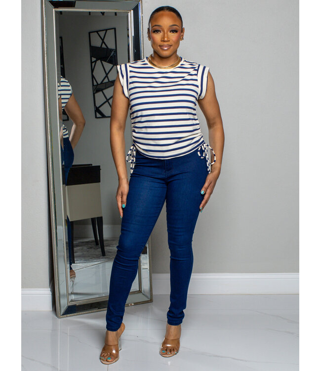 Make A Move Striped Top - Navy