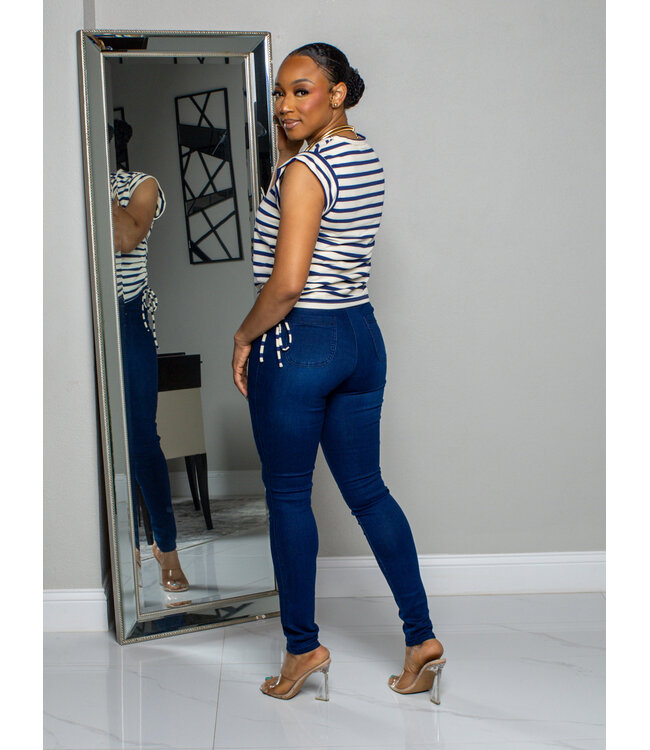 Make A Move Striped Top - Navy