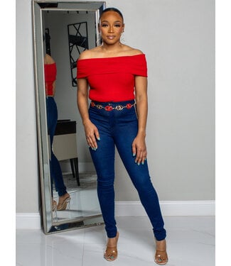 SUCH A SIMPLE GIRL OFF SHOULDER TOP - RED