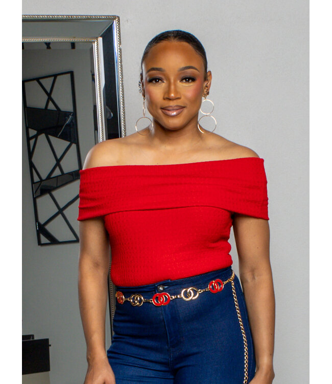 SUCH A SIMPLE GIRL OFF SHOULDER TOP - RED