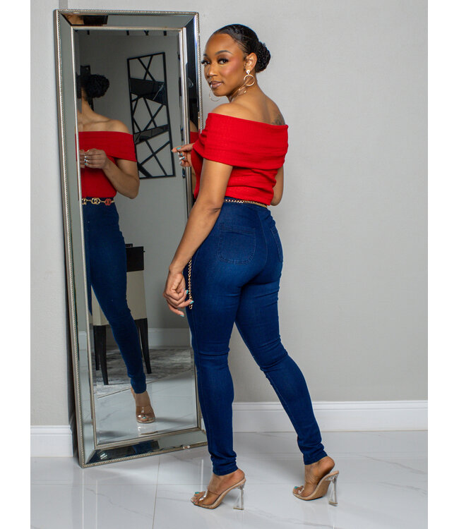 SHAPE ME HIGH WAIST SKINNY JEANS - DARK WASH