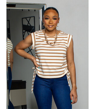 Make A Move Striped Top - Taupe