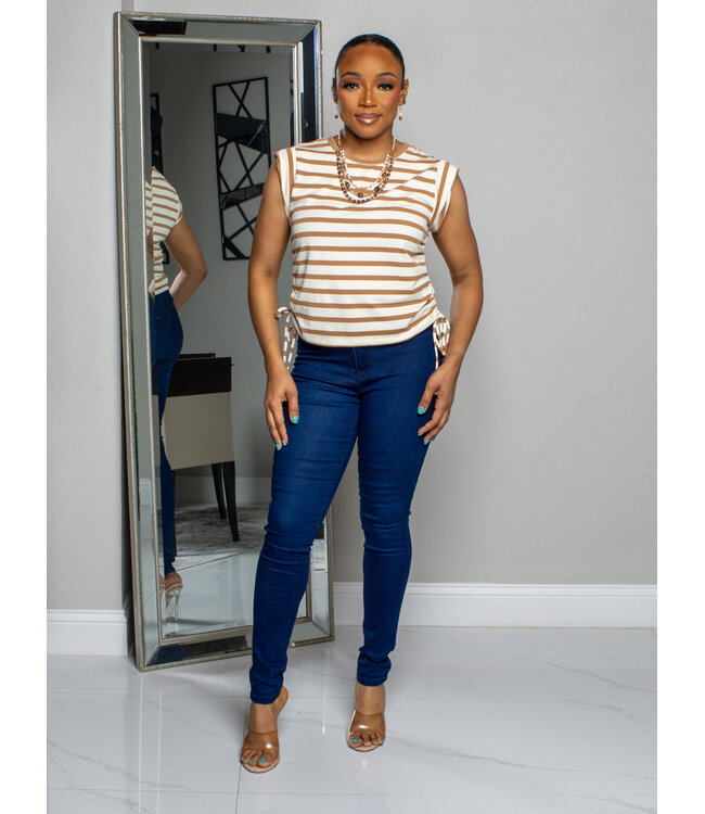 Make A Move Striped Top - Taupe