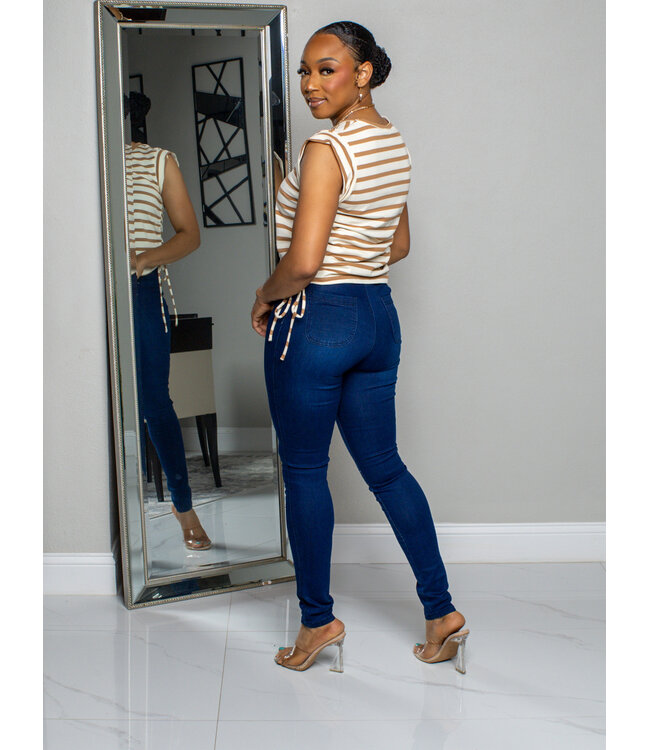 Make A Move Striped Top - Taupe