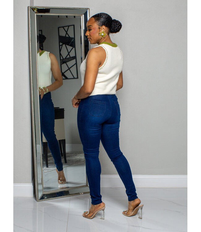 Stay Ready Knitted Top - Cream/Green