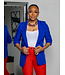 Meet & Greet Ruched Sleeve Blazer - Royal Blue