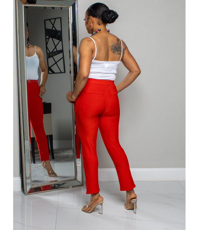 BUCKLE IT ANKLE PANTS - RED