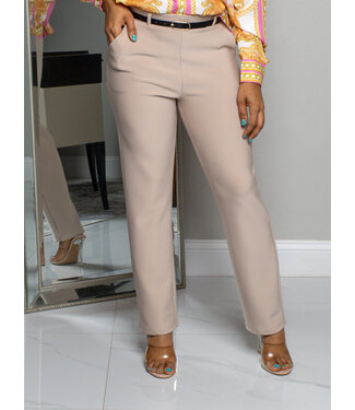 MAKE IT WORK BELTED PANTS - KHAKI