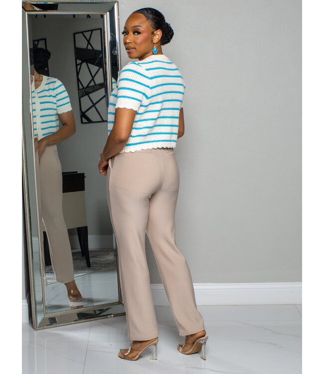 Tight Knit Buttoned Top - Aqua