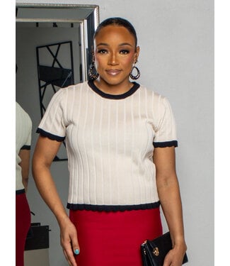 Clocked In Color Block Knitted Top