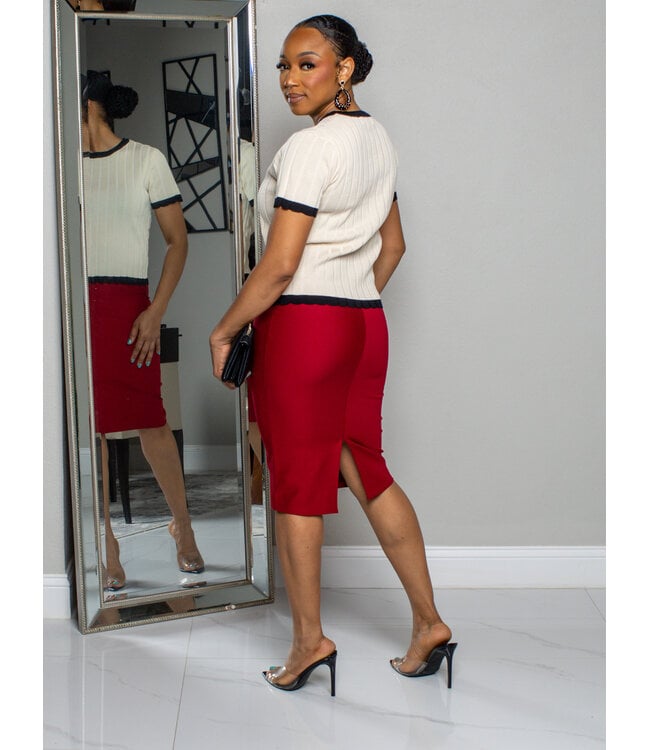 Call Me Basic Pencil Skirt - Red