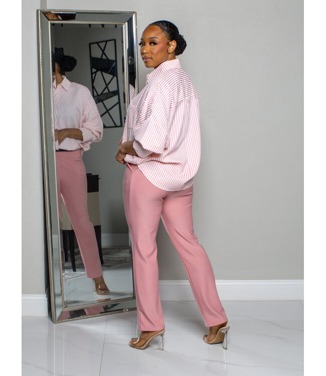 MAKE IT WORK BELTED PANTS - PINK