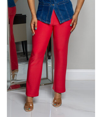 MAKE IT WORK BELTED PANTS - RED