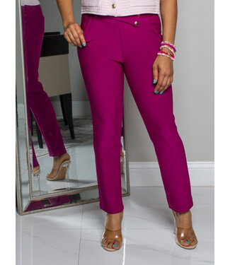 MODERN CLASS HIGH RISE ANKLE PANTS - MAGENTA