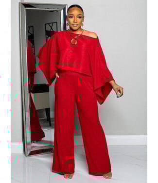 IN THE CITY PANTS SET - CRANBERRY