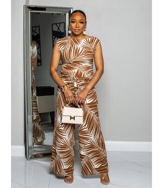 SET ME FREE PANTS SET - BROWN