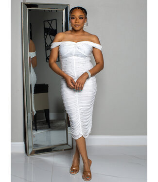 GOOD TIMES PEARL OFF SHOULDER DRESS