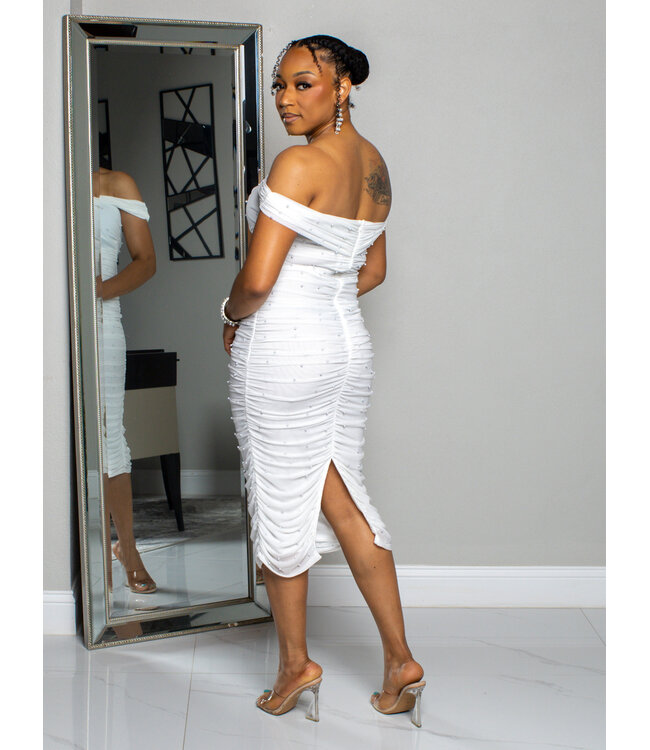 GOOD TIMES PEARL OFF SHOULDER DRESS