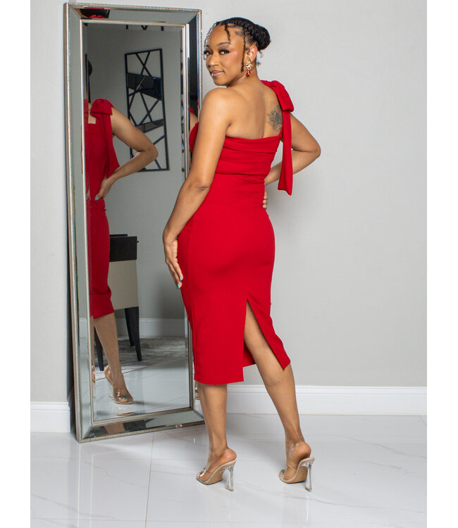 BECOMING HER ONE SHOULDER DRESS - RED