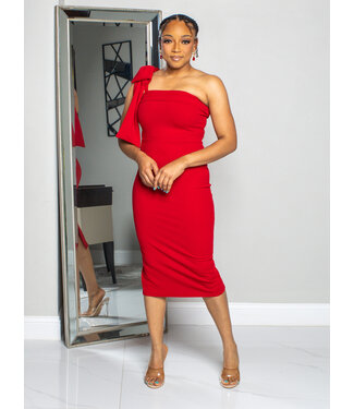 BECOMING HER ONE SHOULDER DRESS - RED