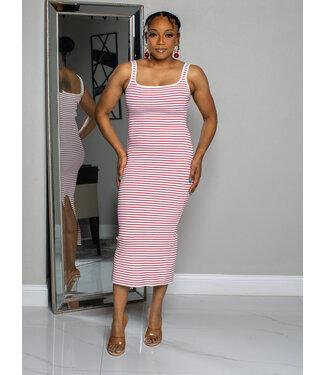 Sending Alerts Striped Midi Dress