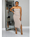 Broken Promises Striped Dress - Taupe