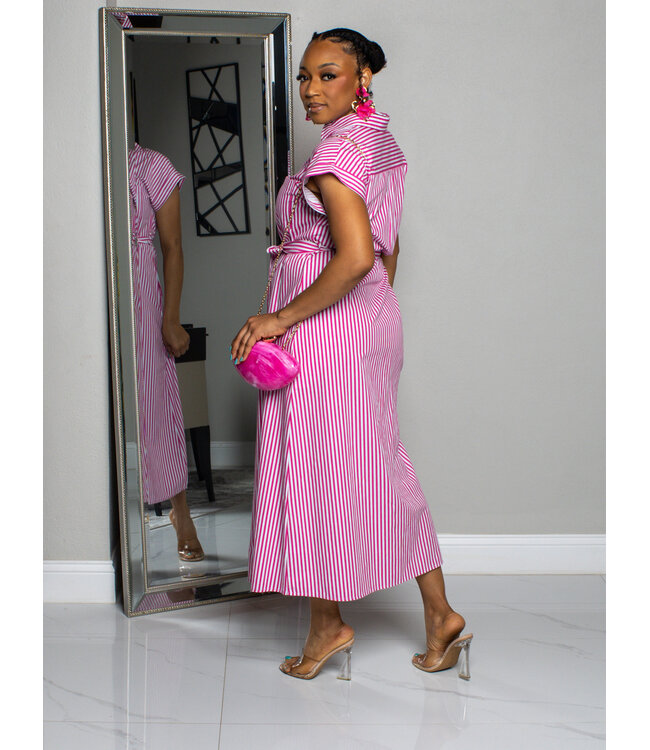 Blank Spaces Striped Maxi Dress - Pink