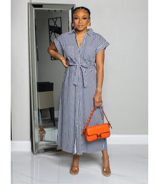 Blank Spaces Striped Maxi Dress - Navy