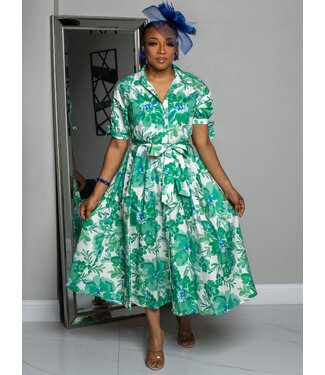 SOFT BLOOMS BUTTONED DRESS