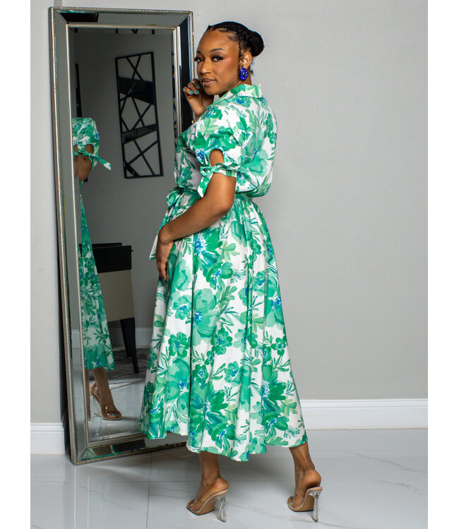 SOFT BLOOMS BUTTONED DRESS