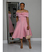 FRESH START OFF SHOULDER DRESS - PINK