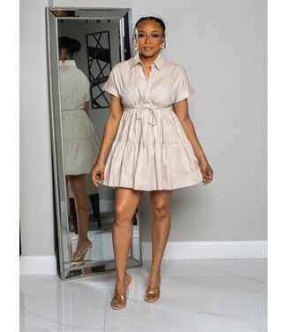 High Stakes Babydoll Dress - Sand