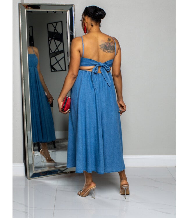HEART 2 HEART DENIM MIDI DRESS