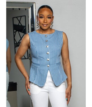 In A Straight Line Denim Vest Top