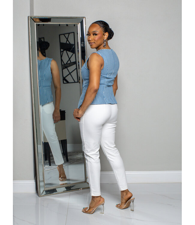 In A Straight Line Denim Vest Top